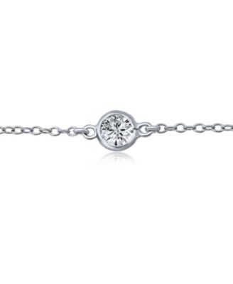 Elegant Delicate Cubic Zirconia CZ By The Yard Anklet Ankle Bracelet Sterling Silver 9-10"