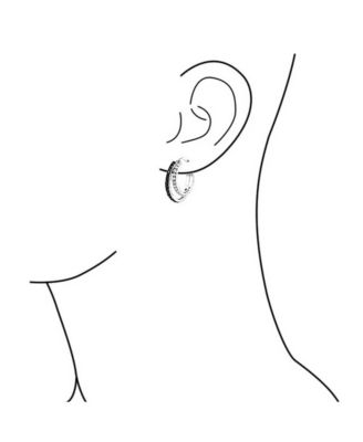 Black White Circle Cubic Zirconia Pave CZ Prom Double Hoop Earrings 1.5 Inch Diameter