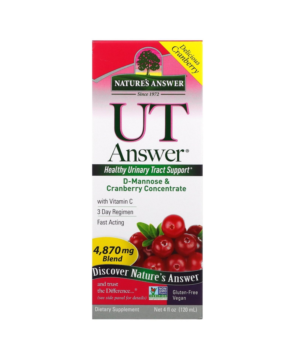 Ut Answer D-Mannose & Cranberry Concentrate 4 870 mg - 4 fl oz (120 ml) - Assorted Pre-Pack