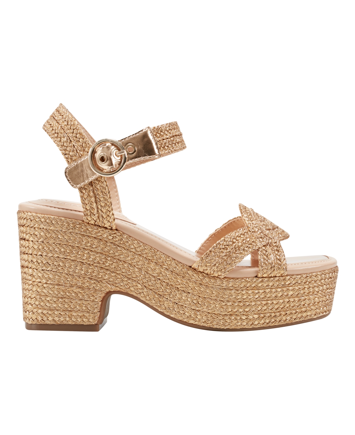 Bandolino Women's Sabinna Platform Braided Wedge Sandals - Gold - Textile, Faux Leather