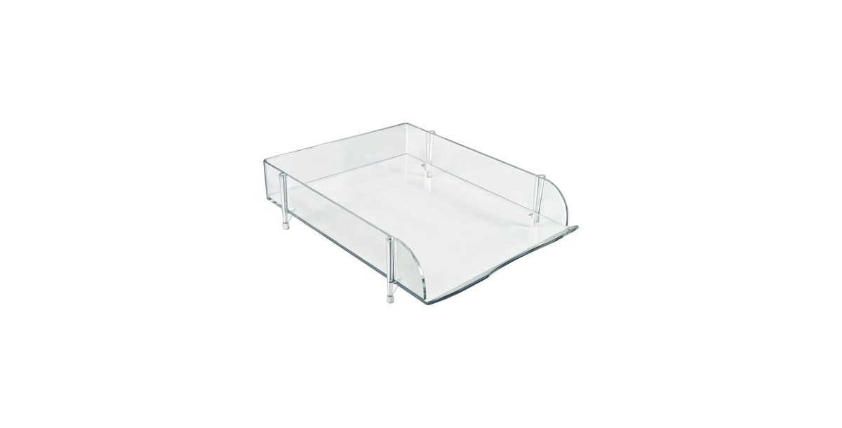 Stackable Clear Letter Tray Desk Organizer, 4-Pack