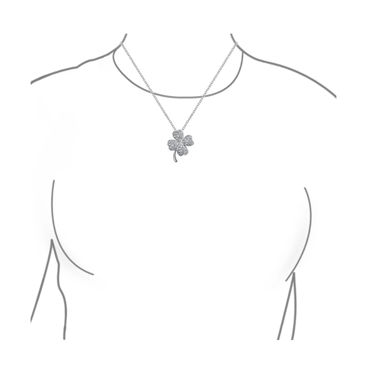 Bling Jewelry Irish Shamrock Lucky Charm Pave Cz Four Leaf Clover Pendant Necklace For Women Sterling- Silver