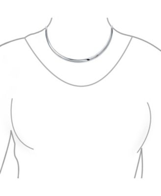 Basic Simple Thin Flat Slider Open Collar Contoured Statement Necklace Silver Sterling 4MM