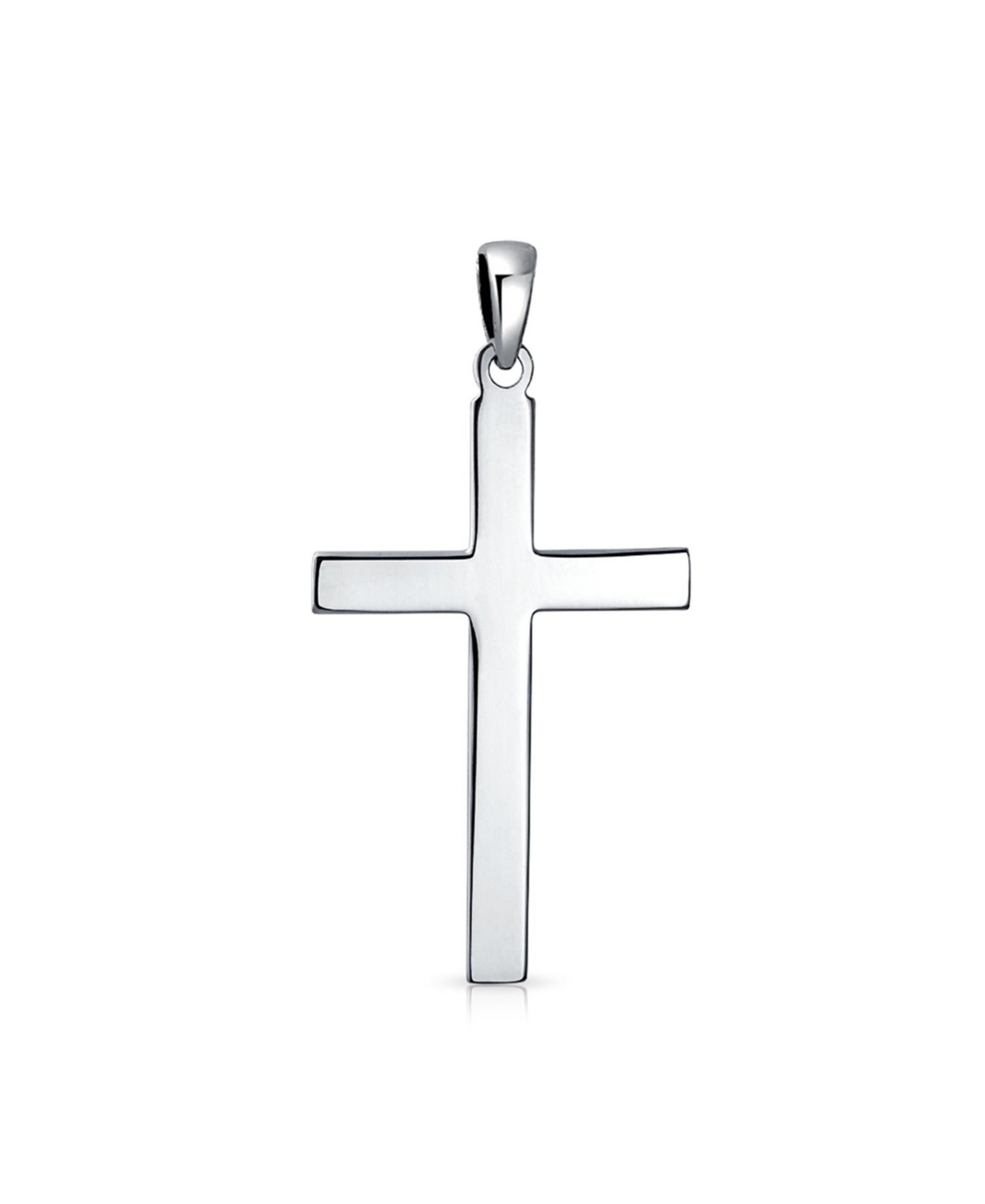 Bling Jewelry Large Plain Simple Basic Religious Cross Pendant Necklace For Women Solid Sterling- Silver