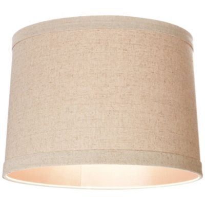 Set of 2 Natural Linen Medium Drum Lamp Shades 13" Top x 14" Bottom x 10" High (Spider) Replacement with Harp and Finial