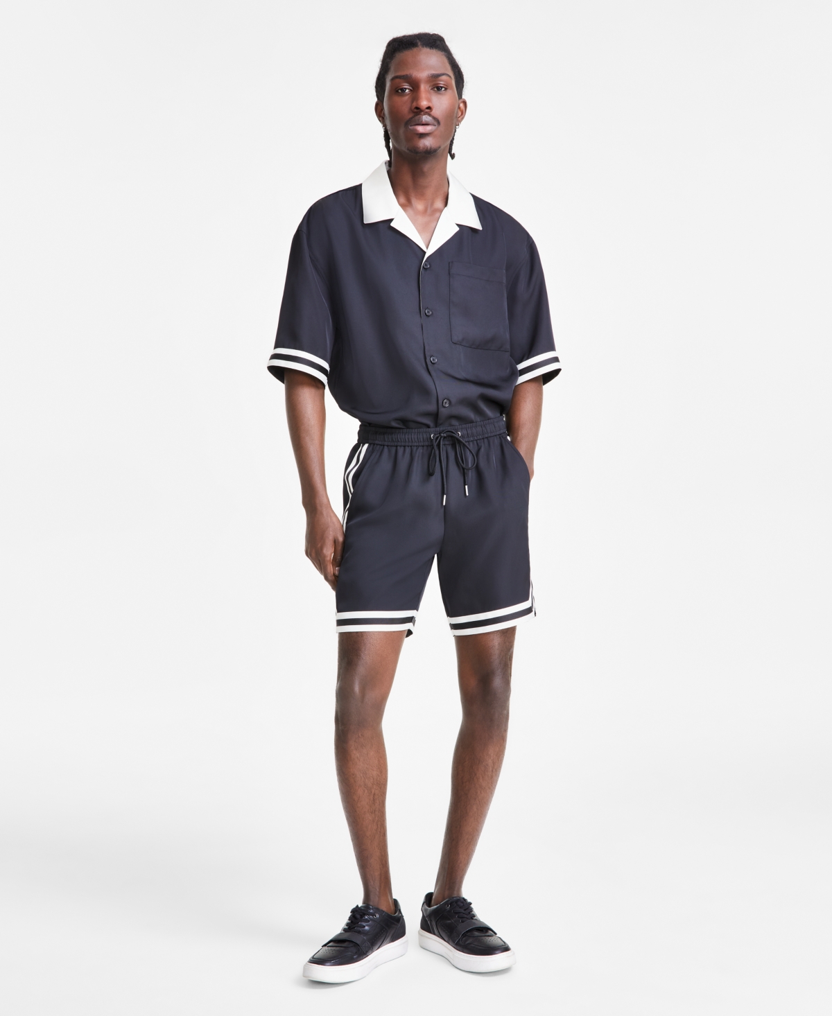 Men's Hunter Colorblocked 7" Shorts, Created for Macy's - Deep Black
