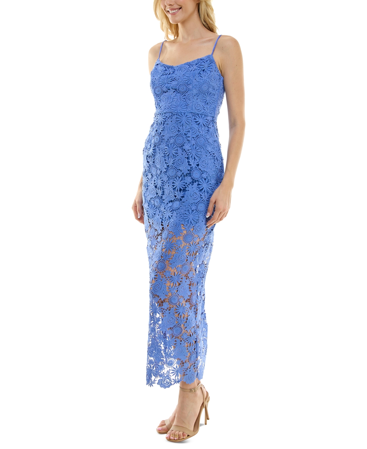 Shop Taylor Women's Lace Tie-back Gown In Periwinkle