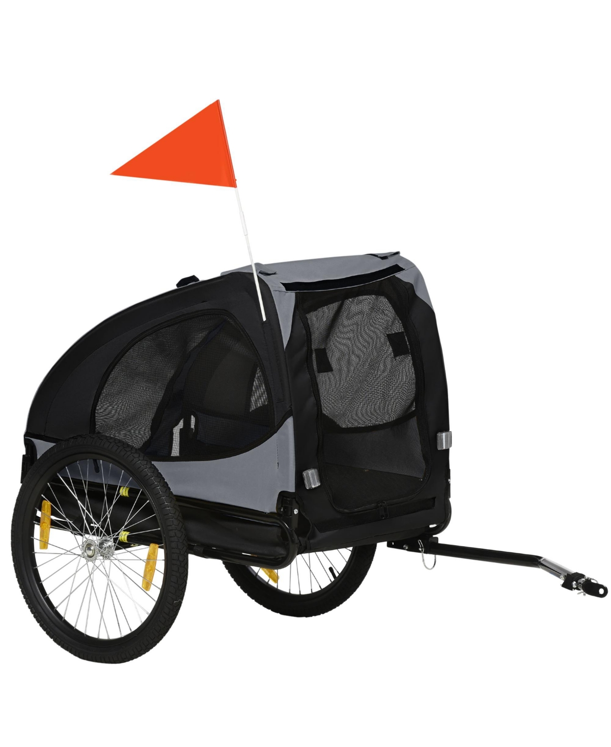 Dog Bike Trailer with Quick Release Wheels for Medium Dogs, Yellow - Black