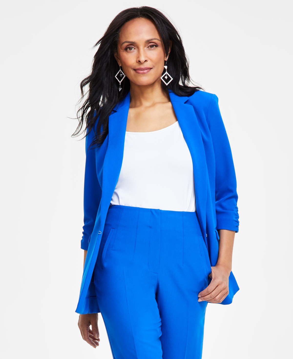 Shop Inc International Concepts Women's Menswear Blazer, Created For Macy's In Intense Cobalt