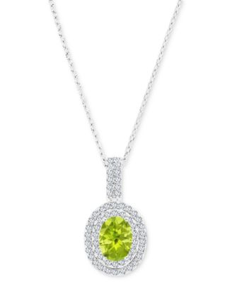 Amethyst (1-1/20 ct. t.w.) & Lab-Grown White Sapphire (1/2 ct. t.w.) Oval Halo Birthstone Pendant Necklace in Sterling Silver, 16" + 2" extender