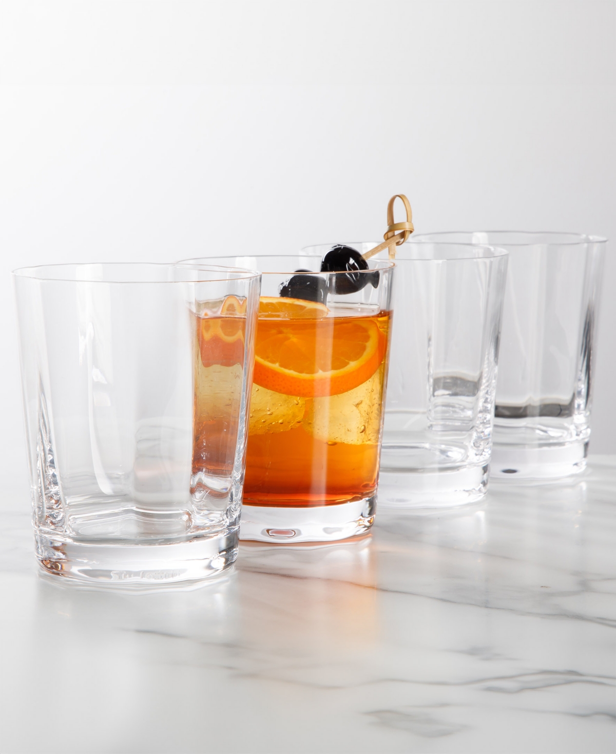Sur La Table Cambron Optic Double Old-fashioned Glasses, Set Of 4 In Clear