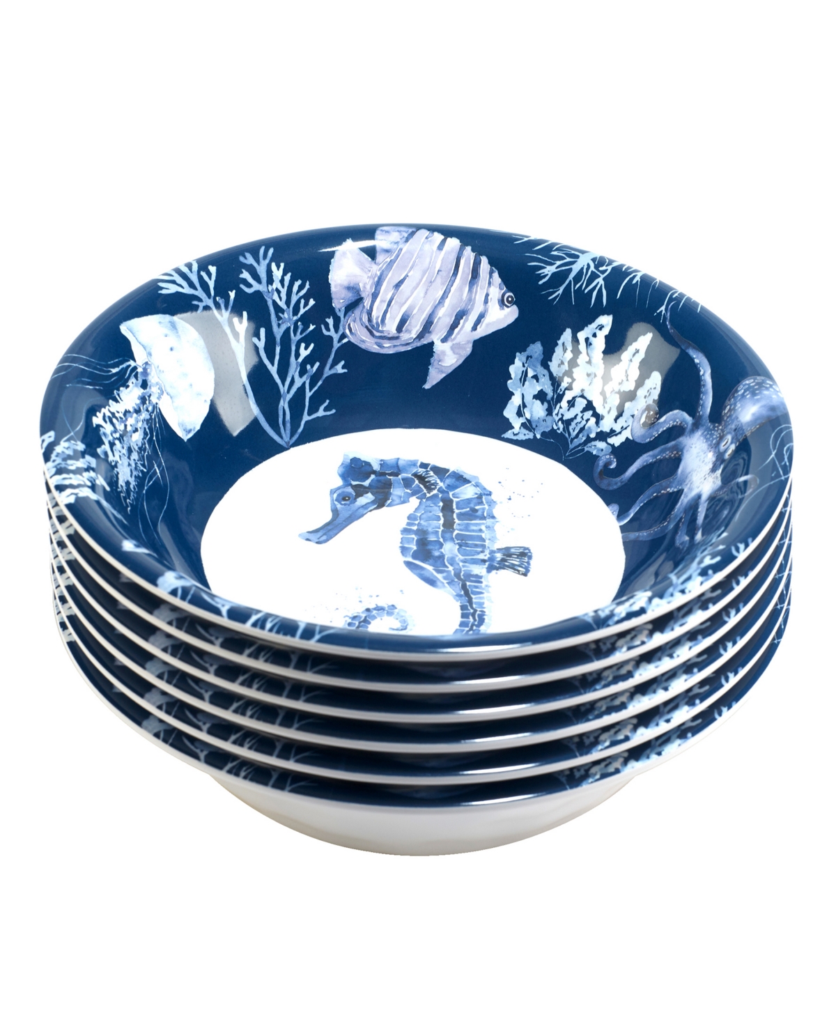 Certified International Sea Life Set Of 6 All Purpose Bowl 7.5" X 2", Service For 6 In Miscellaneous