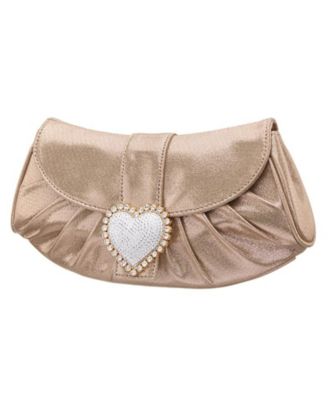 Crystal Heart Adorned Clutch Handbag