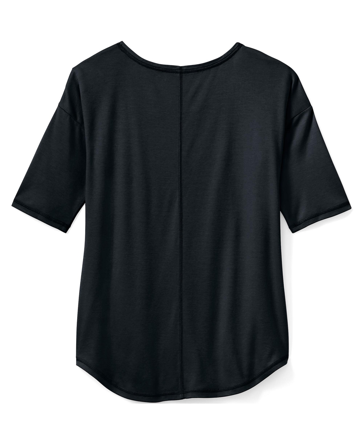 Lands' End Women's Supima Micro Modal Elbow Sleeve Balletneck Curved Hem Top