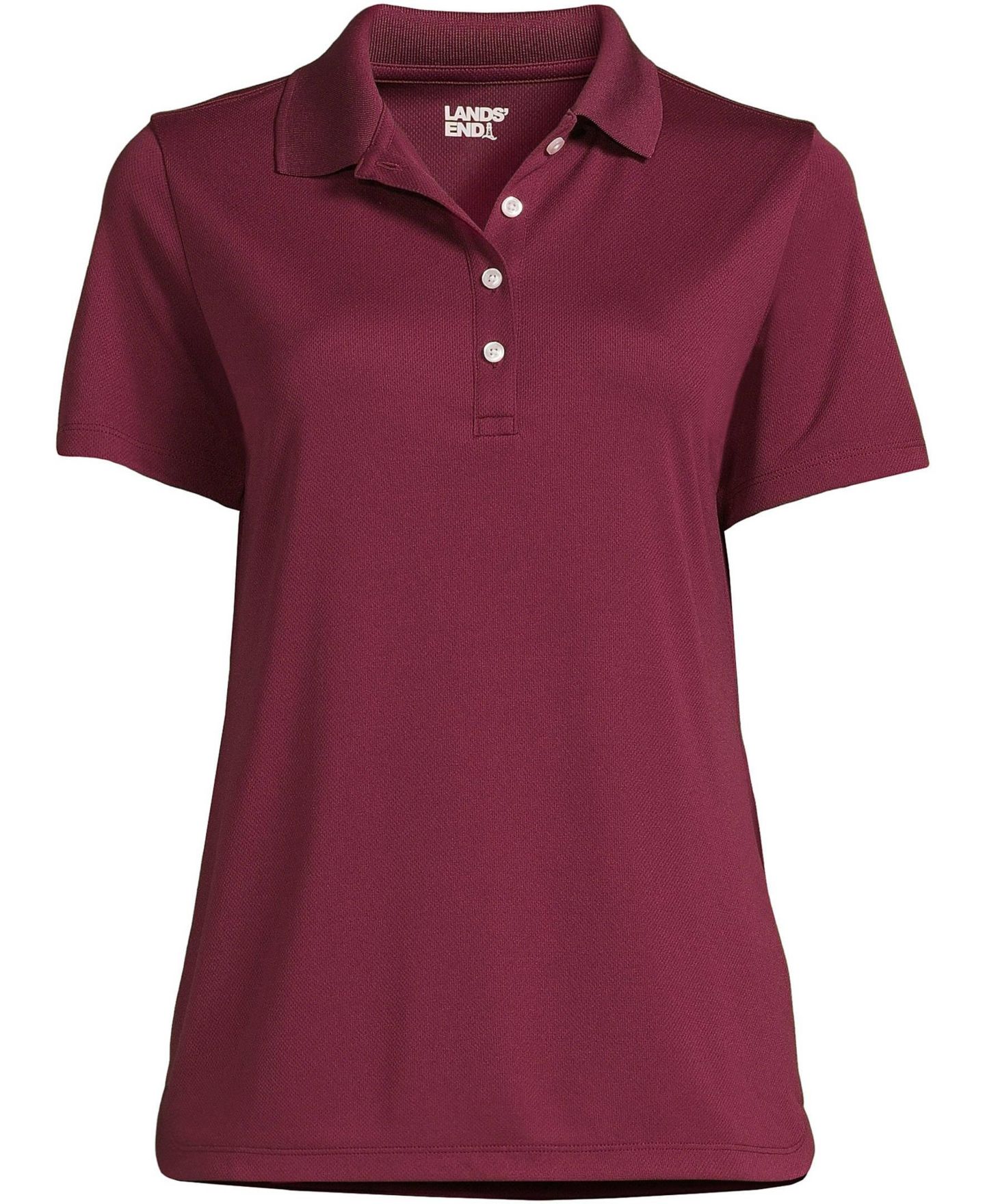 Женское поло Lands' End Short Sleeve Solid Active Polo, цвет: Бордовый — фото 2