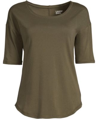 Women's Supima Micro Modal Elbow Sleeve Balletneck Curved Hem Top