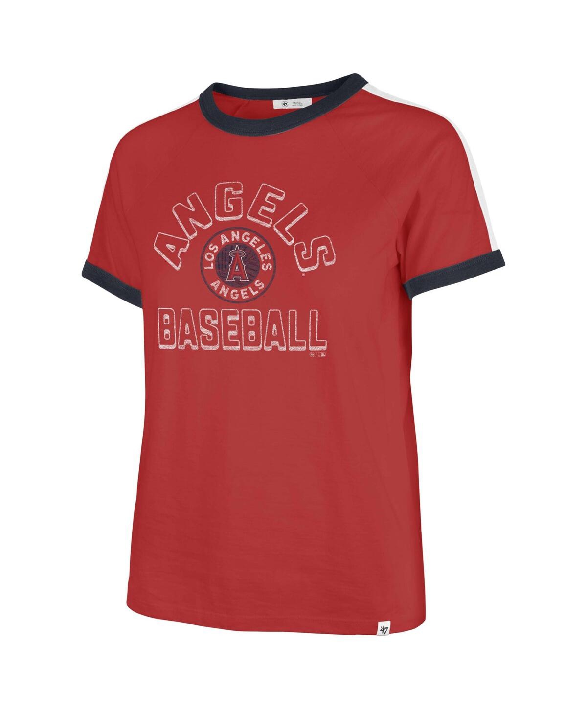 Shop 47 Brand Women's ' Red Distressed Los Angeles Angels City Connect Sweet Heat Peyton T-shirt