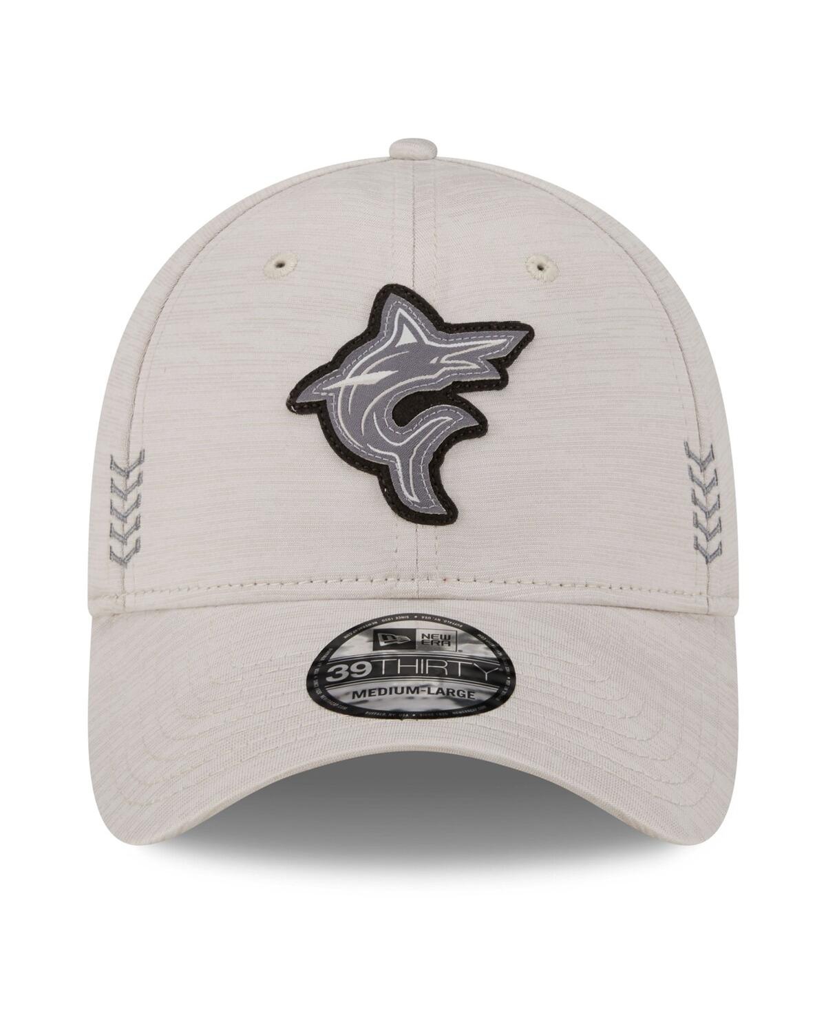 Men's New EraMiami Marlins 2024 Clubhouse 39THIRTY Flex Fit Hat - Cream