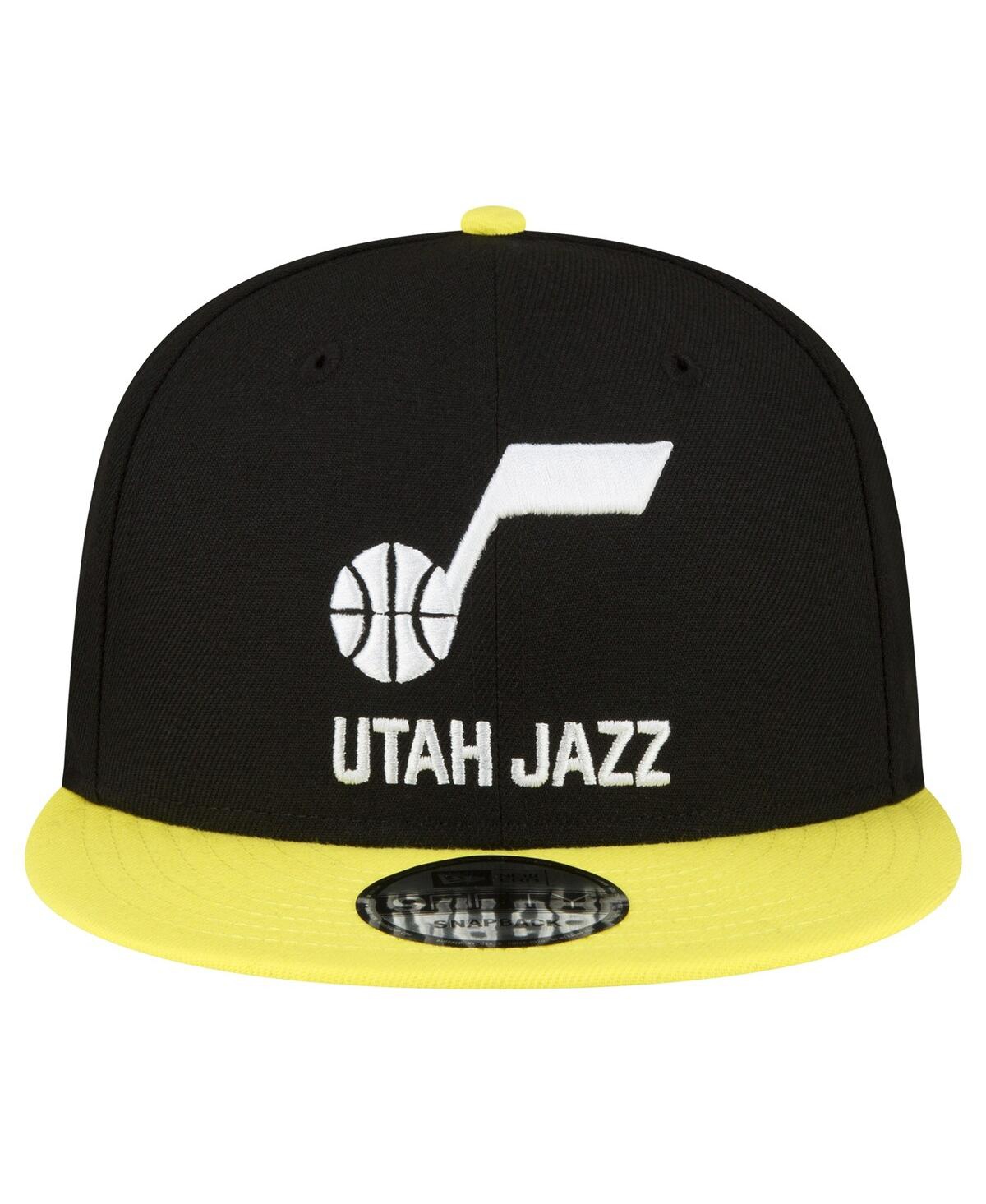 New Era Men's  Black, Yellow Utah Jazz Official Team Color 2tone 9fifty Snapback Hat In Black,yellow