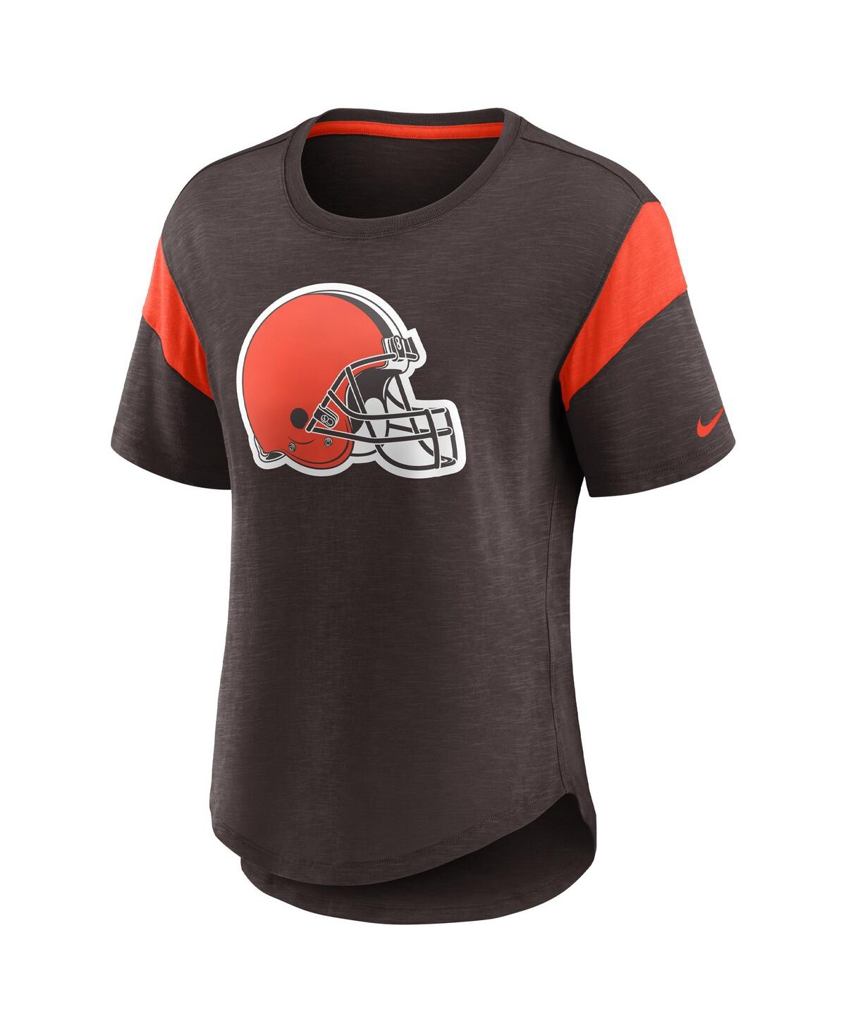 Shop Nike Women's  Brown Cleveland Browns Primary Logo Fashion Top