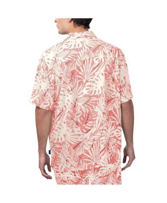 Men's Tan Kansas City Chiefs Sand Washed Monstera Print Party Button-Up Shirt