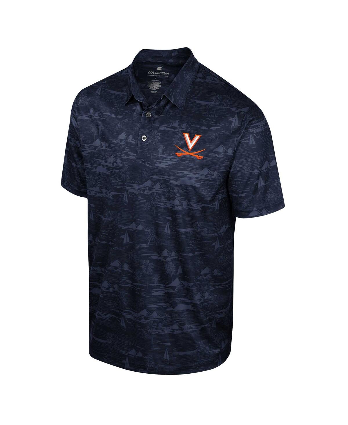 Shop Colosseum Men's  Navy Virginia Cavaliers Daly Print Polo Shirt