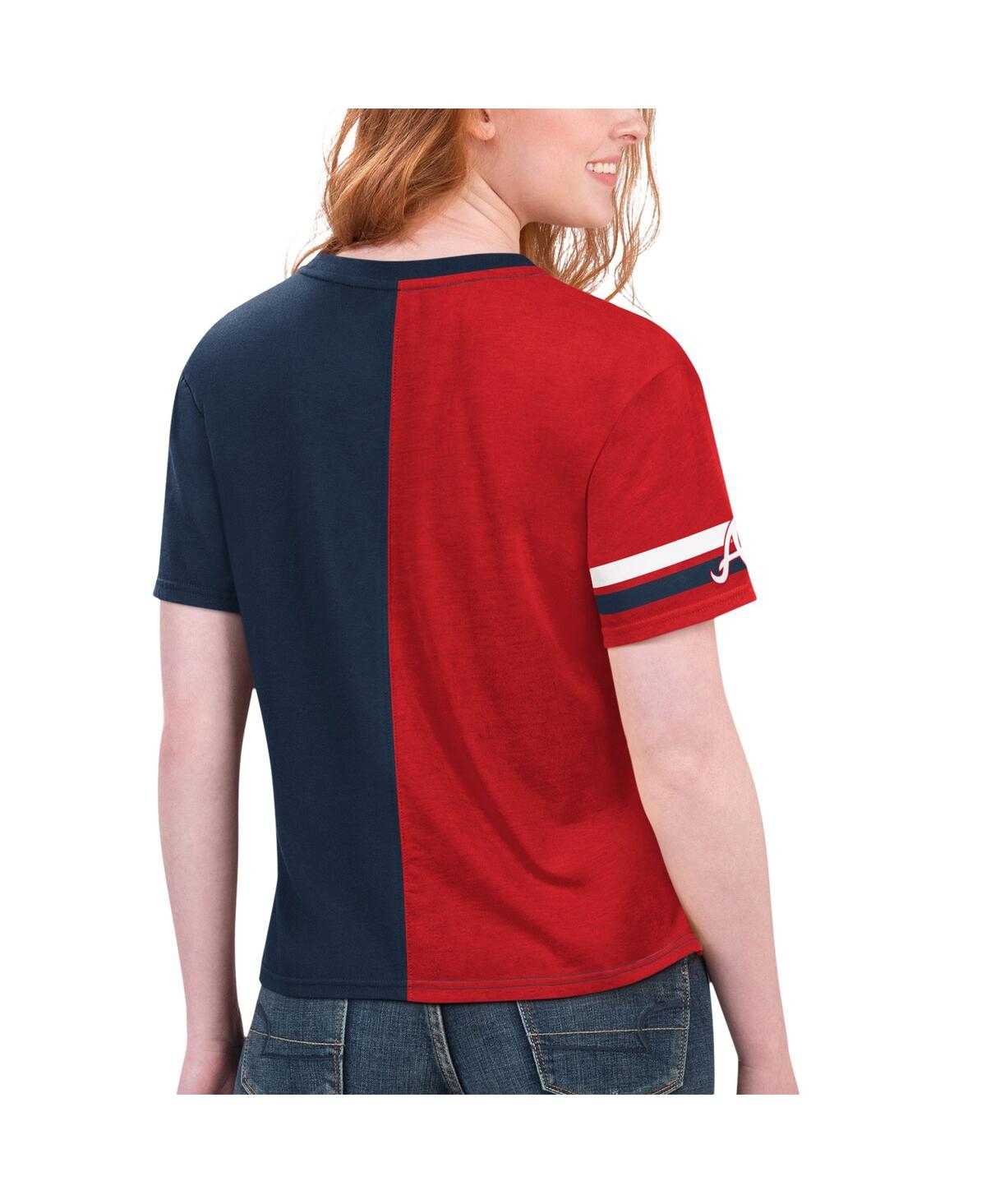 Shop Starter Women's  Navy, Red Atlanta Braves Power Move T-shirt In Navy,red