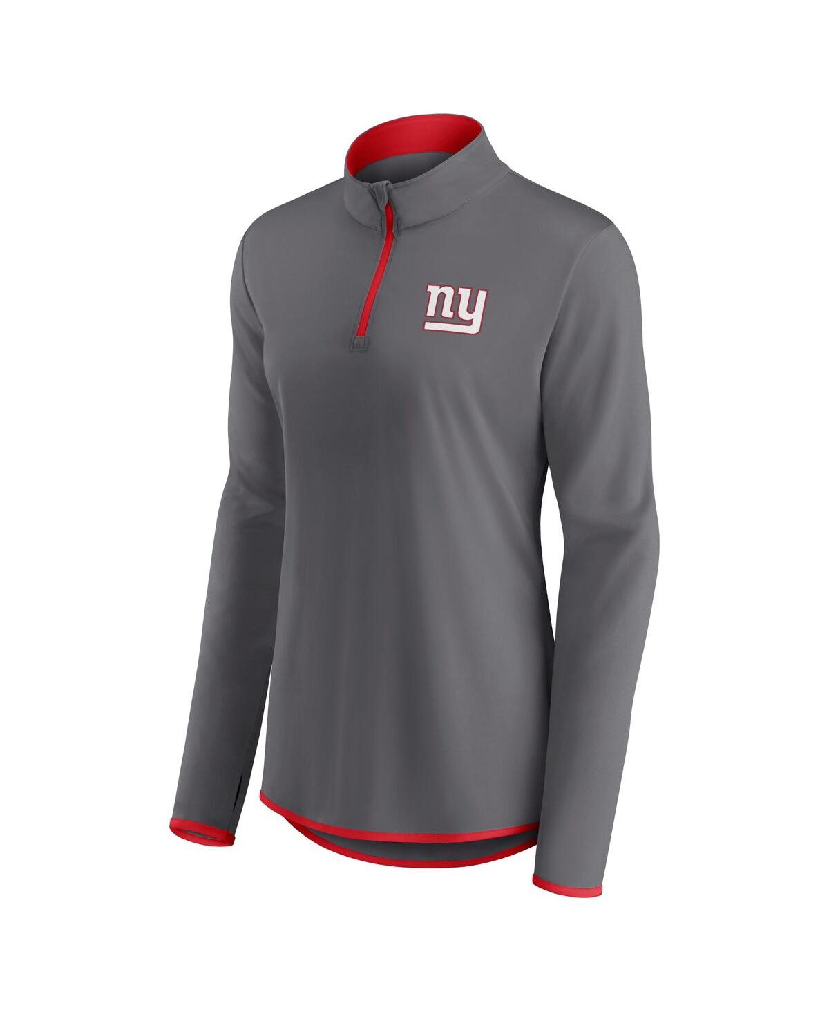 Fanatics Branded  Gray New York Giants Corner Long Sleeve 1/4 Zip Top In Gray
