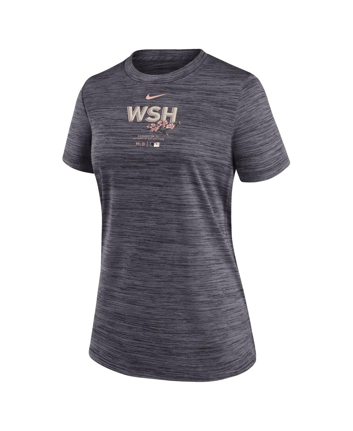 Shop Nike Women's  Charcoal Washington Nationals City Connect Practice Velocity T-shirt
