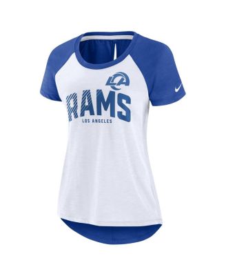 Women's White, Heather Scarlet Los Angeles Rams Back Slit Lightweight Fashion T-shirt