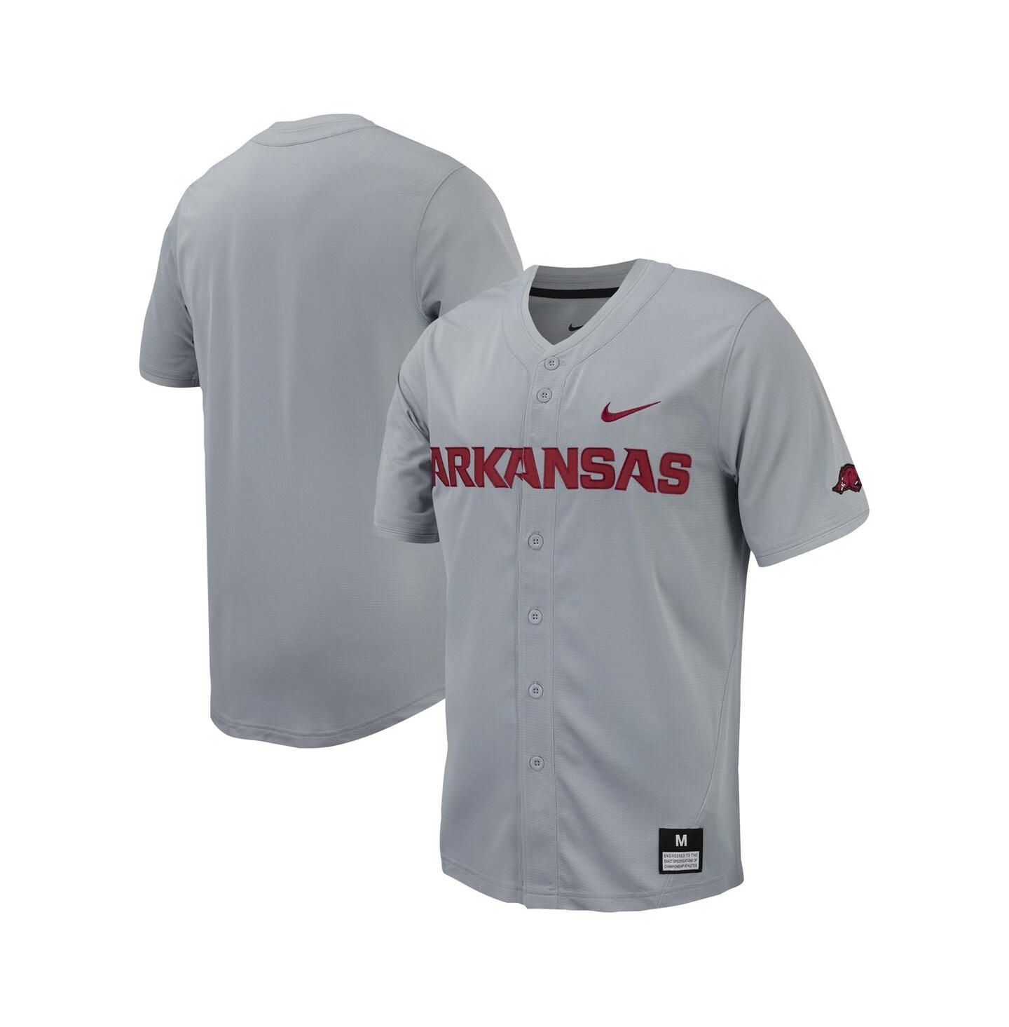 Мужской топ Nike Arkansas Razorbacks Replica Full-Button Baseball Jersey, цвет: Серый — фото 1