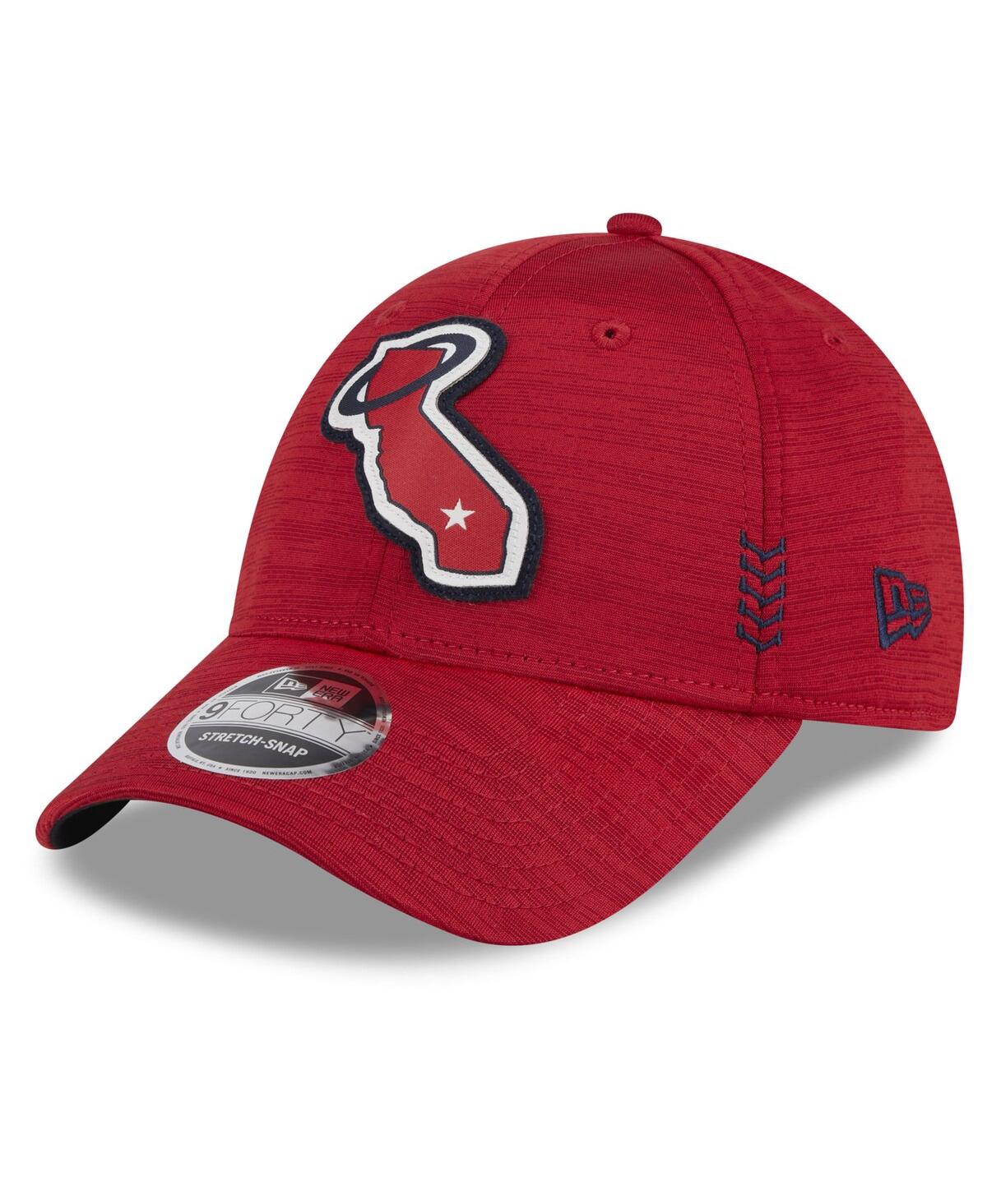 Shop New Era Men's  Red Los Angeles Angels 2024 Clubhouse 9forty Adjustable Hat