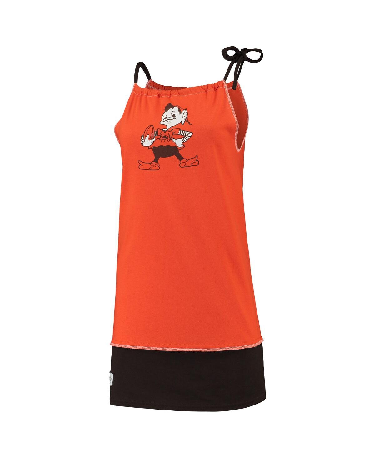 Shop Refried Apparel Women's  Orange Distressed Cleveland Browns Vintage-like Tank Dress