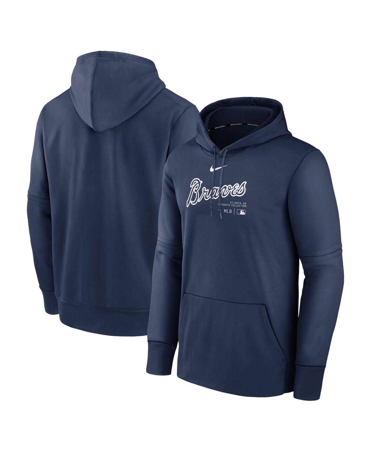 Nike Men's Atlanta Braves Authentic Collection Practice  Therma Mlb Pullover Hoodie In Blue