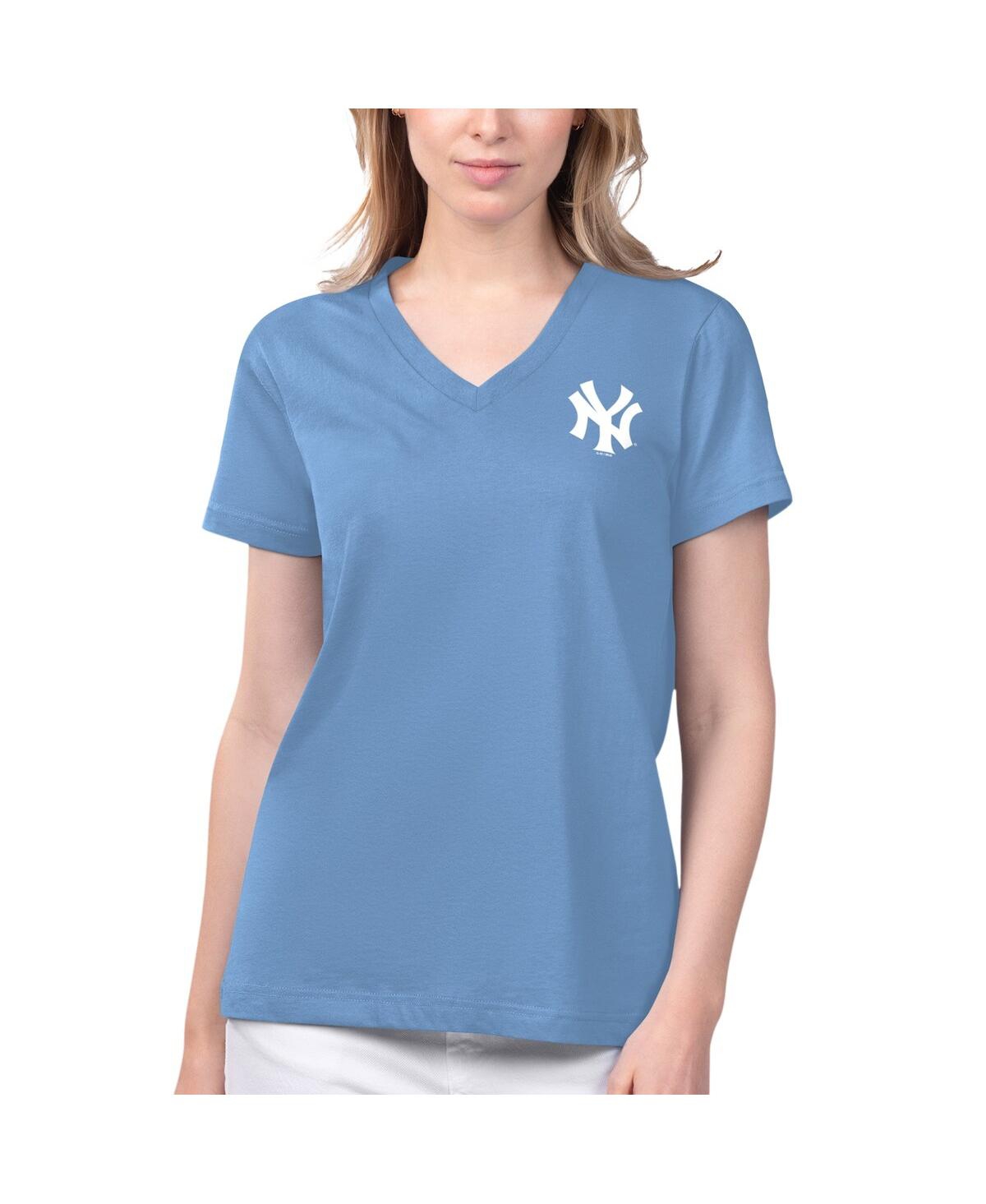 Women's Margaritaville Light Blue New York Yankees Game Time V-Neck T-shirt - Light Blue