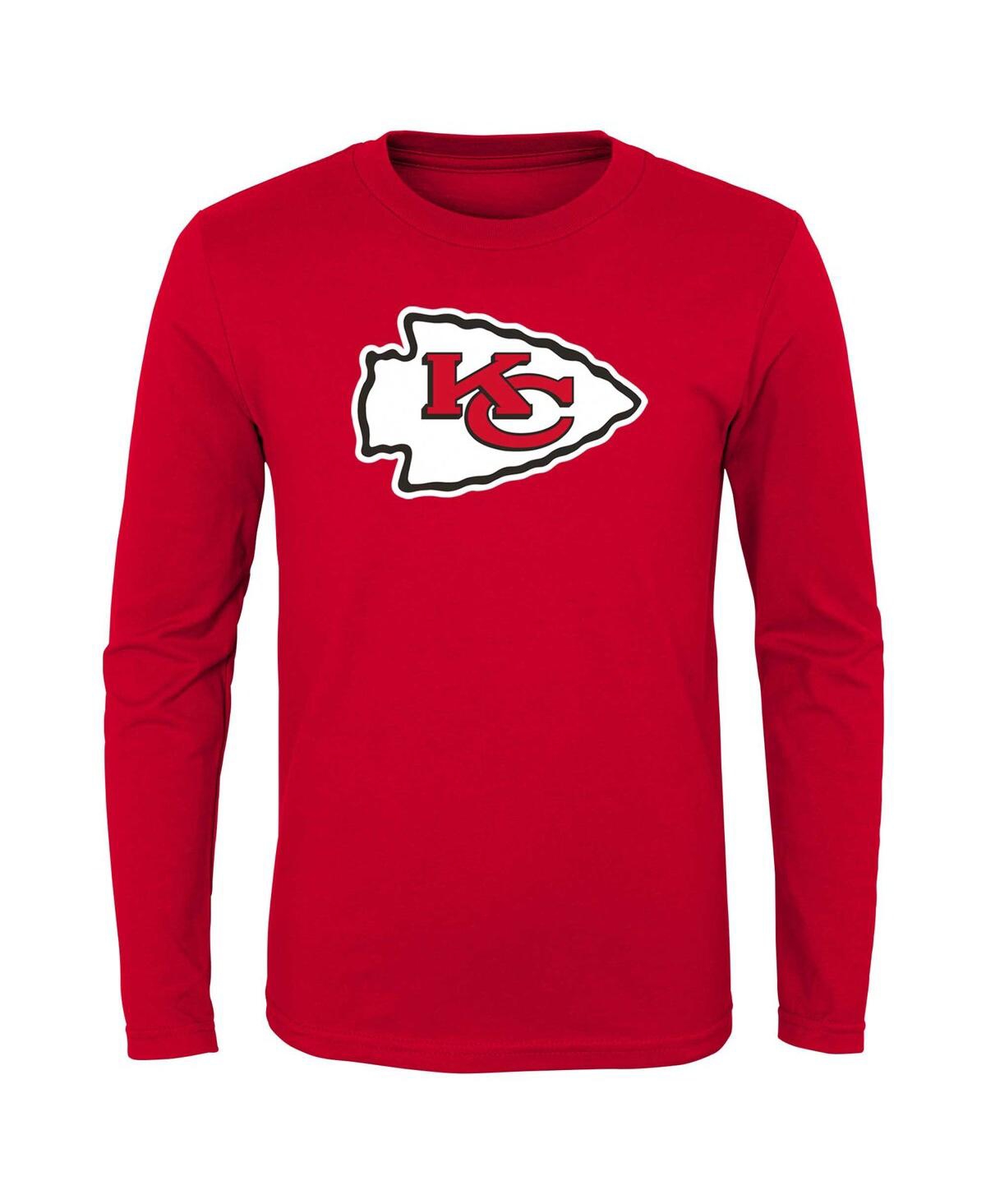 Outerstuff Big Boys Red Kansas City Chiefs Primary Logo Long Sleeve T-shirt In Red