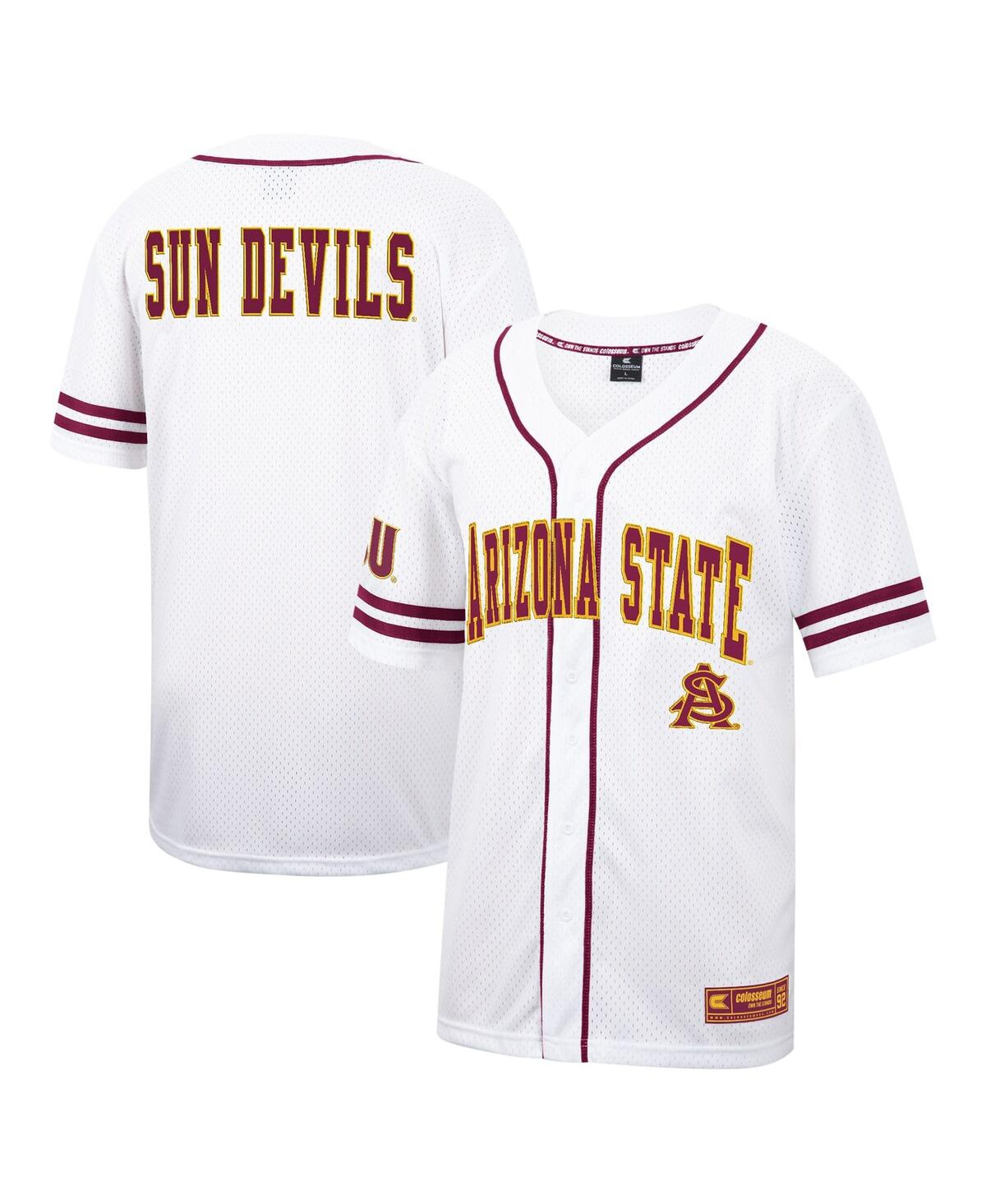 Men's Colosseum White Arizona State Sun Devils Free Spirited Mesh Button-Up Baseball Jersey - White