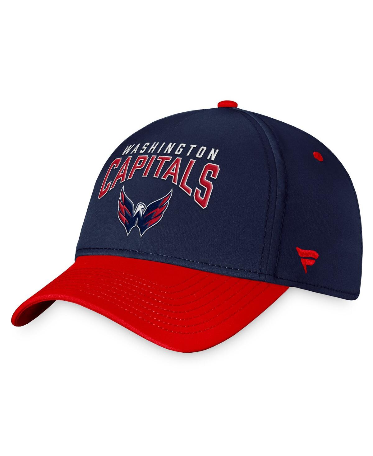Shop Fanatics Men's  Navy, Red Washington Capitals Fundamental 2-tone Flex Hat In Navy,red