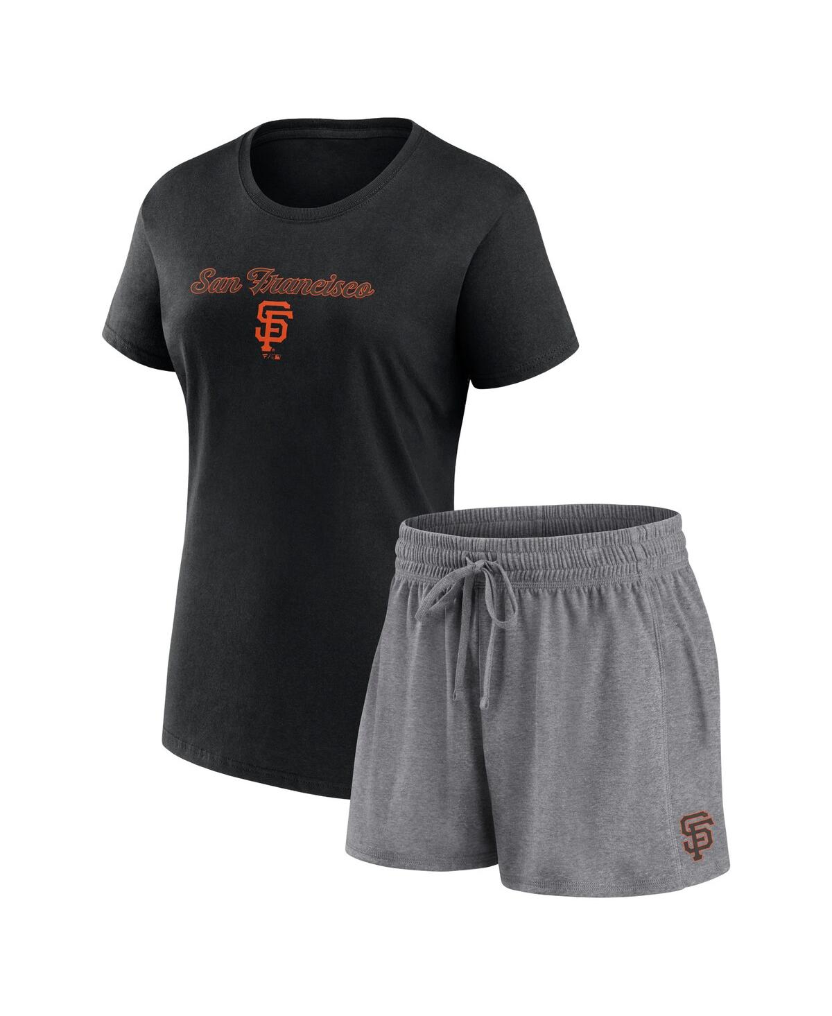 Women's Fanatics Black, Gray San Francisco Giants Script T-shirt and Shorts Combo Set - Black, Gray