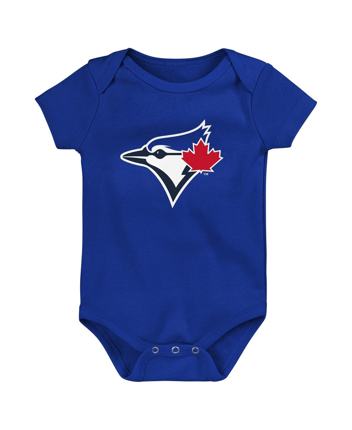 Shop Fanatics Baby Boys And Girls  Toronto Blue Jays Fan Pennant 3-pack Bodysuit Set In Light Blue,royal,white