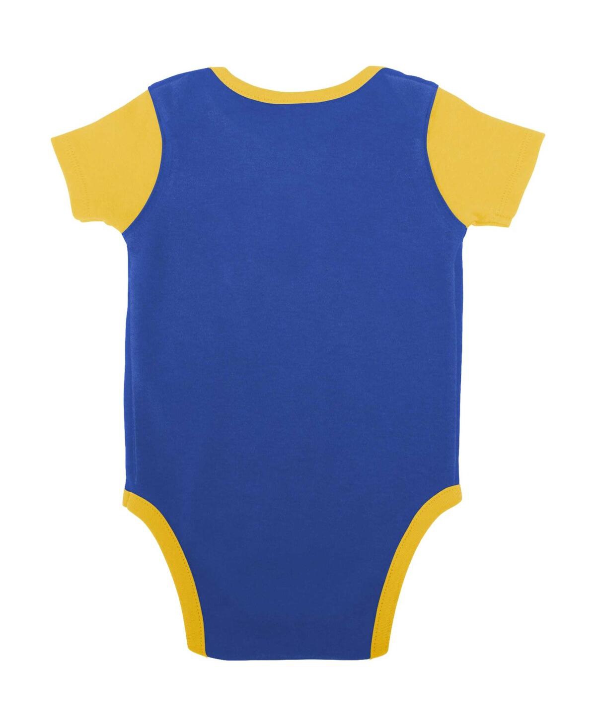 Shop Outerstuff Baby Boys And Girls Royal, Gold Los Angeles Rams Home Field Advantage Three-piece Bodysuit, Bib And  In Royal,gold