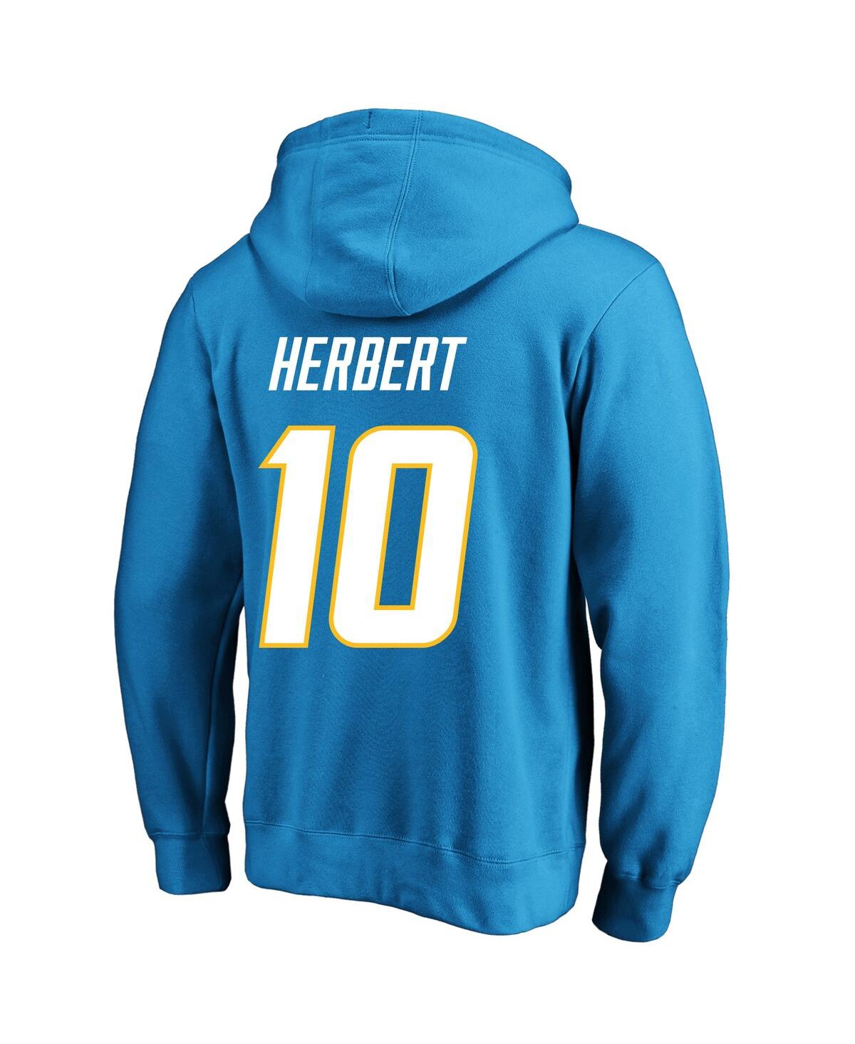 Men's Fanatics Justin HerbertLos Angeles Chargers Big and Tall Fleece Name and Number Pullover Hoodie - Powder Blue