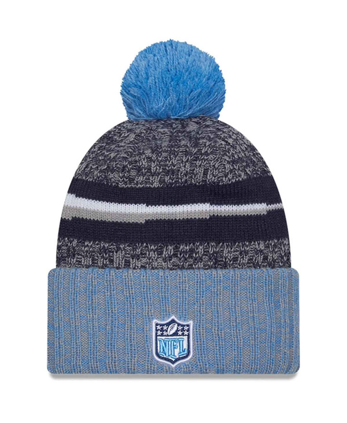 Men's New Era Light Blue Tennessee Titans 2023 Sideline Sport Cuffed Pom Knit Hat - Light Blue