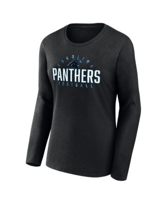 Women's Black Carolina Panthers Plus Size Foiled Play Long Sleeve T-Shirt