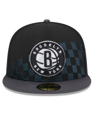 Men's Black Brooklyn Nets 2024 NBA All-Star Game Rally Drive Checkerboard 59FIFTY Crown Fitted Hat