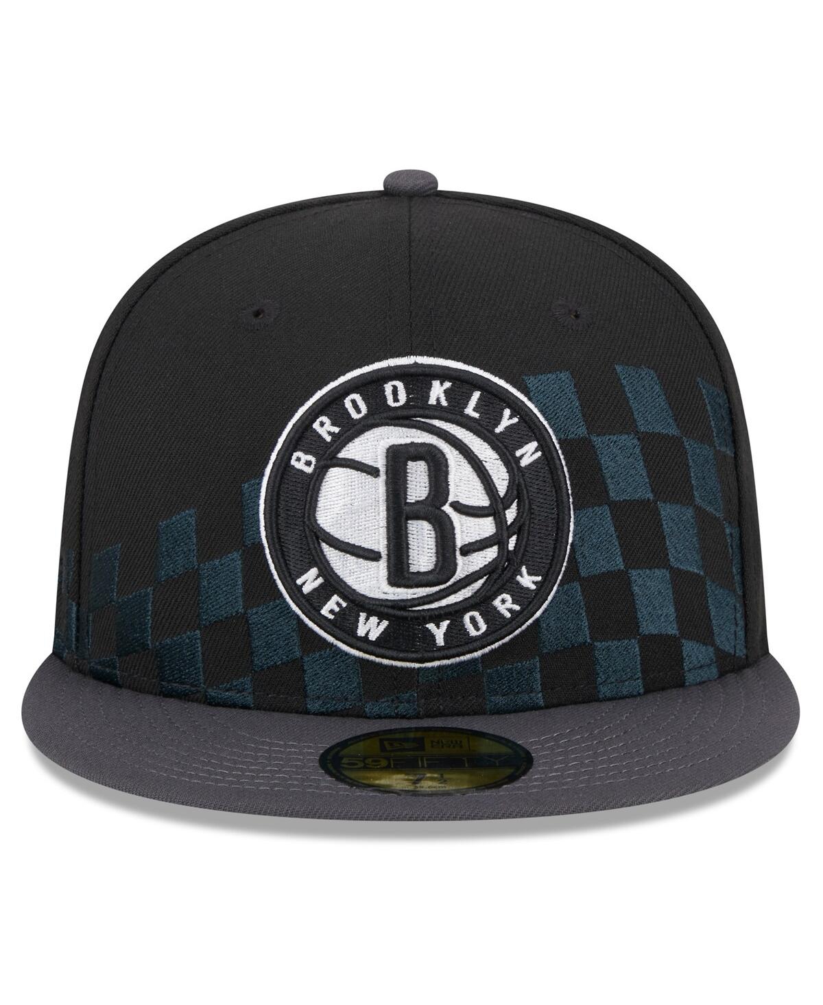 Men's New EraBrooklyn Nets 2024 Nba All-Star Game Rally Drive Checkerboard 59FIFTY Crown Fitted Hat - Black