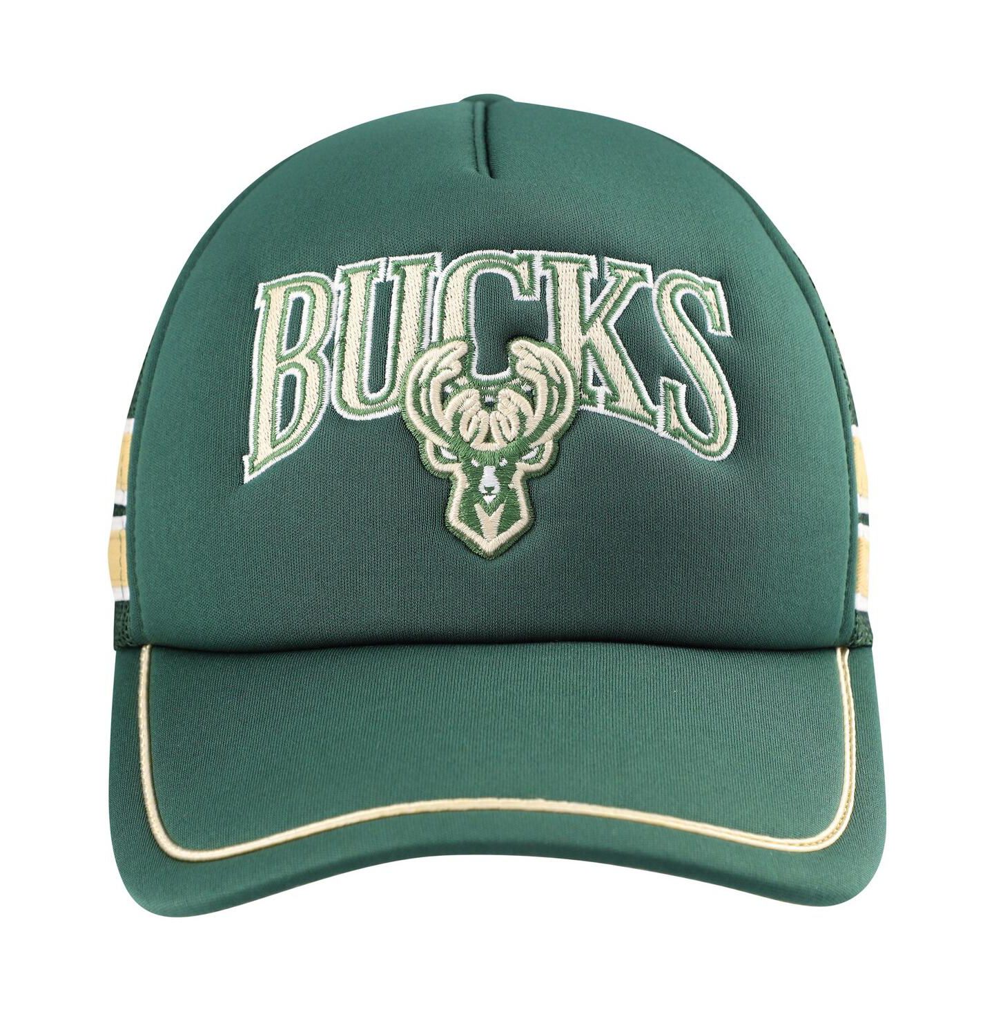 Мужская кепка '47 Brand Hunter Green Milwaukee Bucks Sidebrand Stripes Trucker Adjustable Hat — фото 4