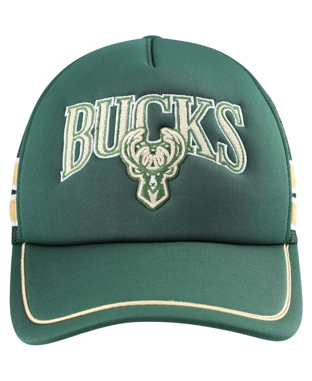 Shop 47 Brand Men's ' Hunter Green Milwaukee Bucks Sidebrand Stripes Trucker Adjustable Hat