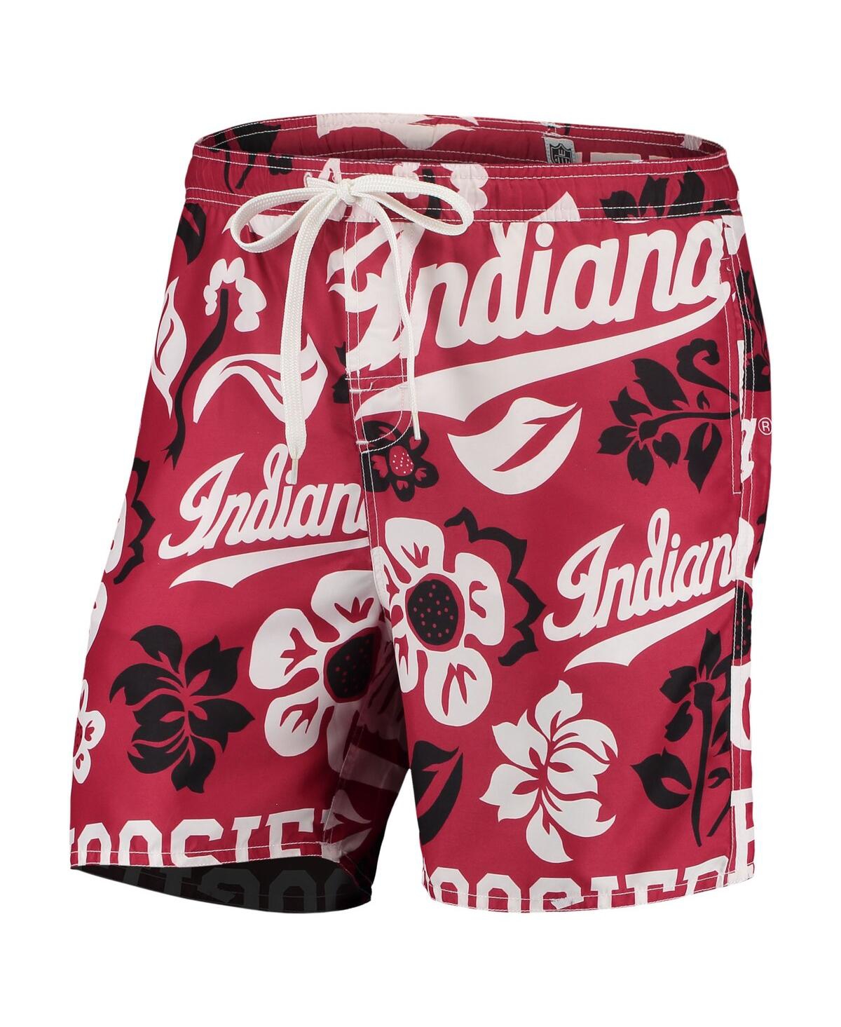 Shop Wes & Willy Men's  Crimson Indiana Hoosiers Floral Volley Logo Swim Trunks