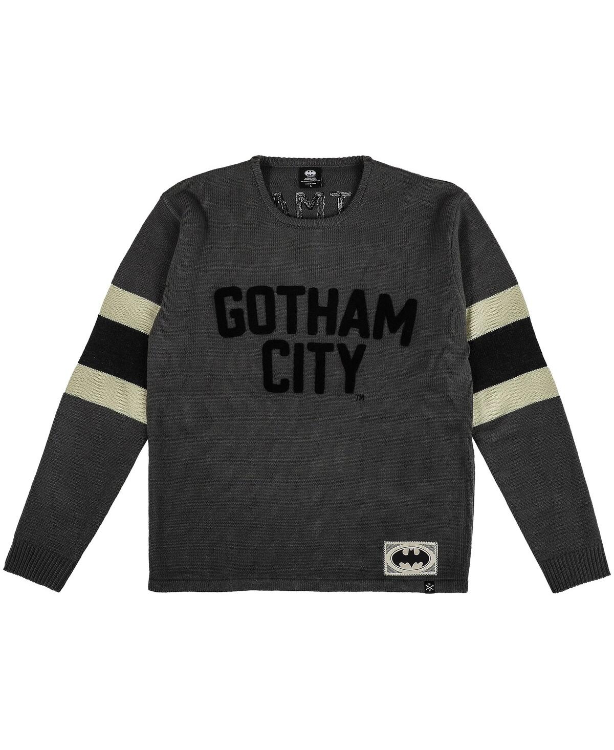 Shop Heroes & Villains Men's  Gray Batman Gotham City Varsity Sweater